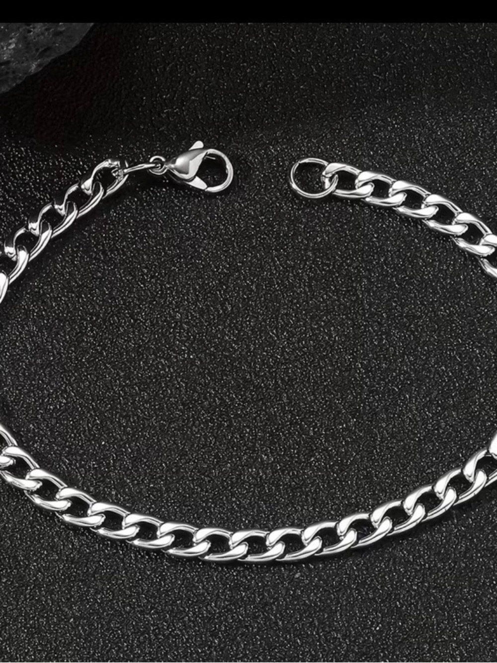 Polished Silver Curb Chain Bracelet